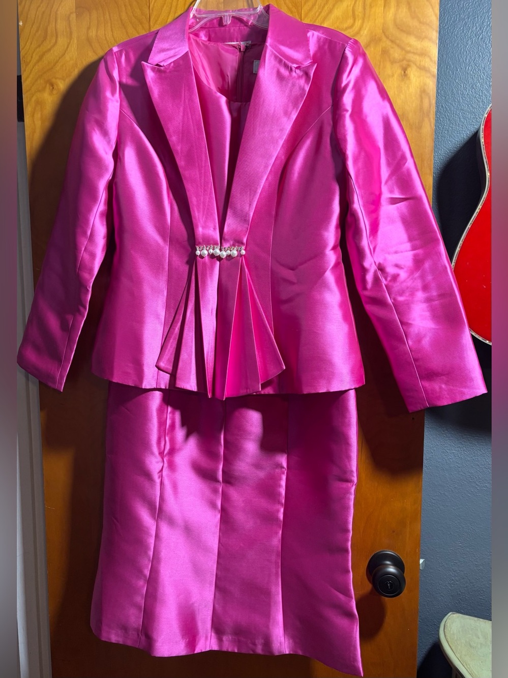 EY Boutique' Fuchsia Two-Piece Dress Jacket Set, Size 12